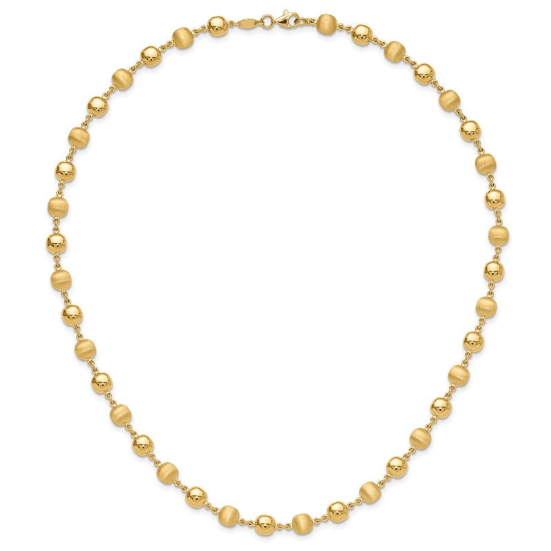 14K Yellow Gold Polished and Satin 5.5mm Puffed Circles 17.75 Inch Necklace