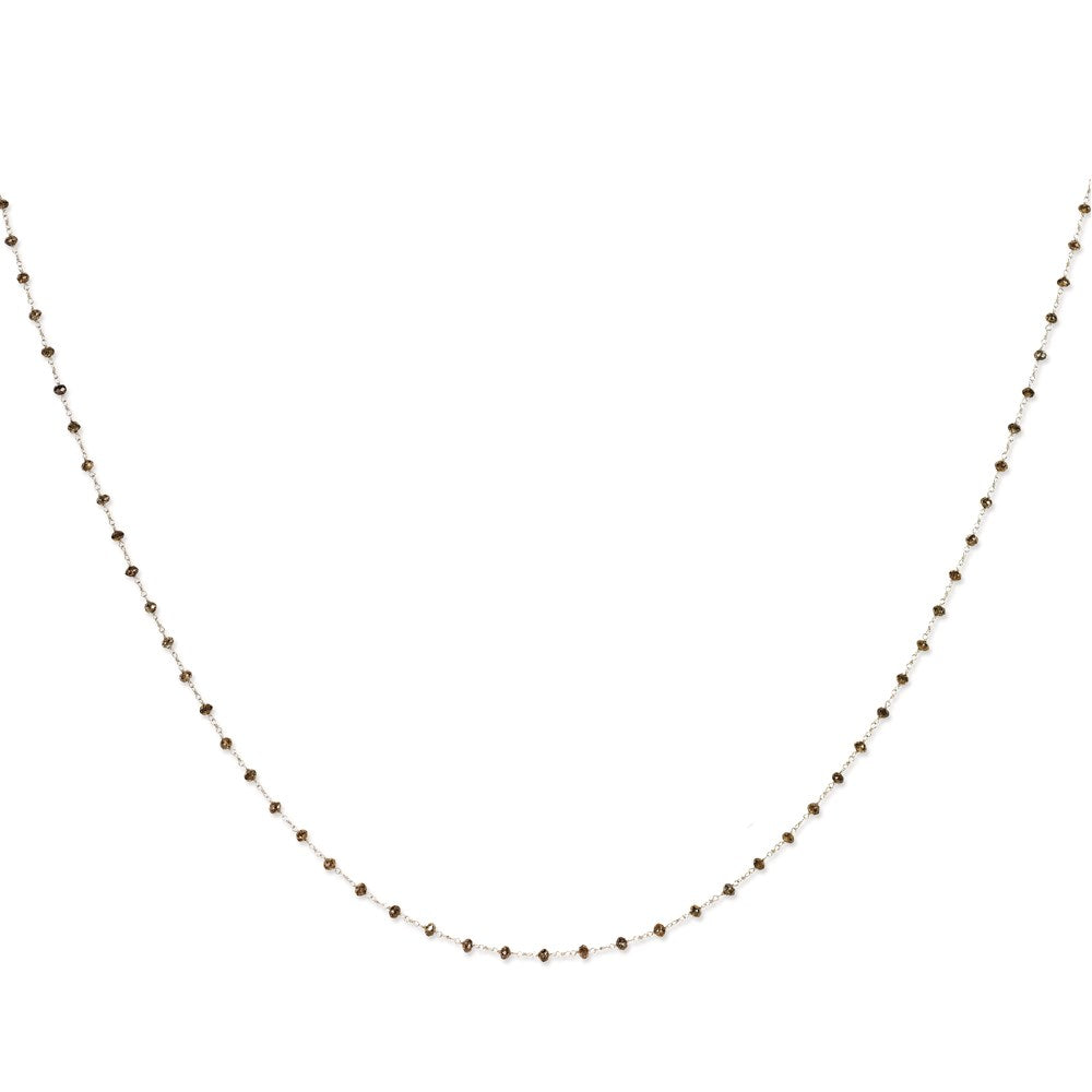 14K White Gold Coffee Brown Diamond Briolette 36 Inch Necklace