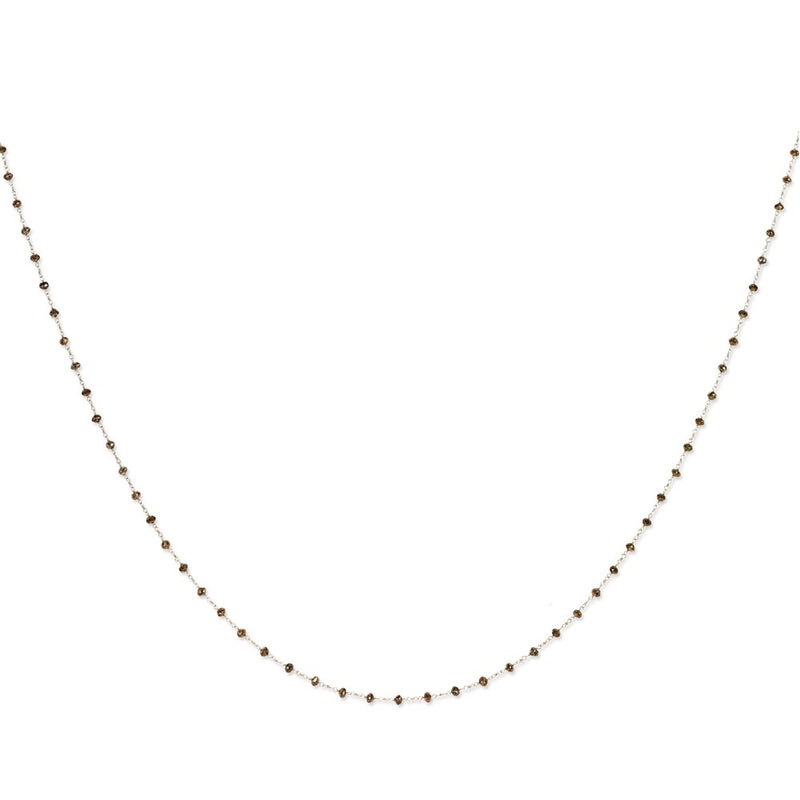 14K White Gold Coffee Brown Diamond Briolette 36 Inch Necklace
