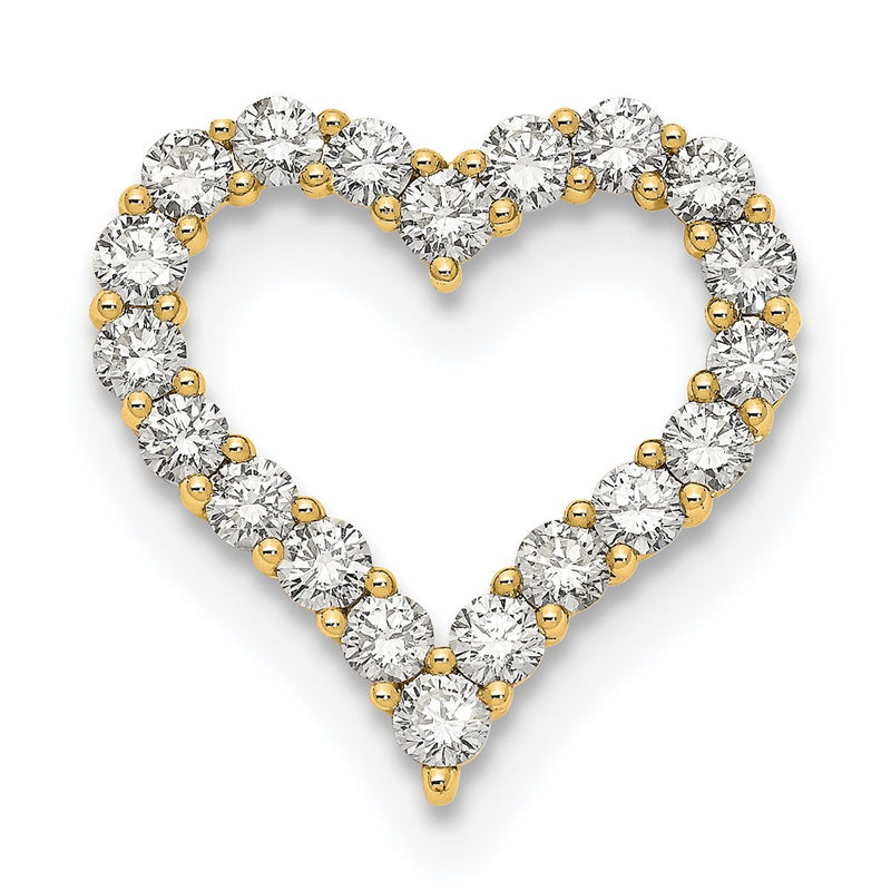14K Yellow Gold 2 carat Lab Grown Diamond VS+ F+ Complete Heart Chain Slide Pendant