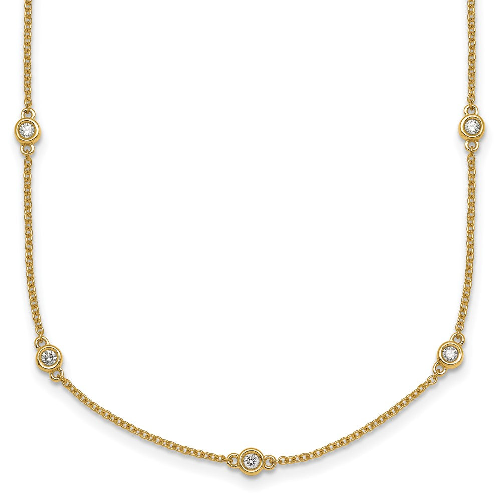 14K Yellow Gold Complete 3/8 carat Bezel-set Diamond and Cable Chain 17-Station 20 Inch Necklace