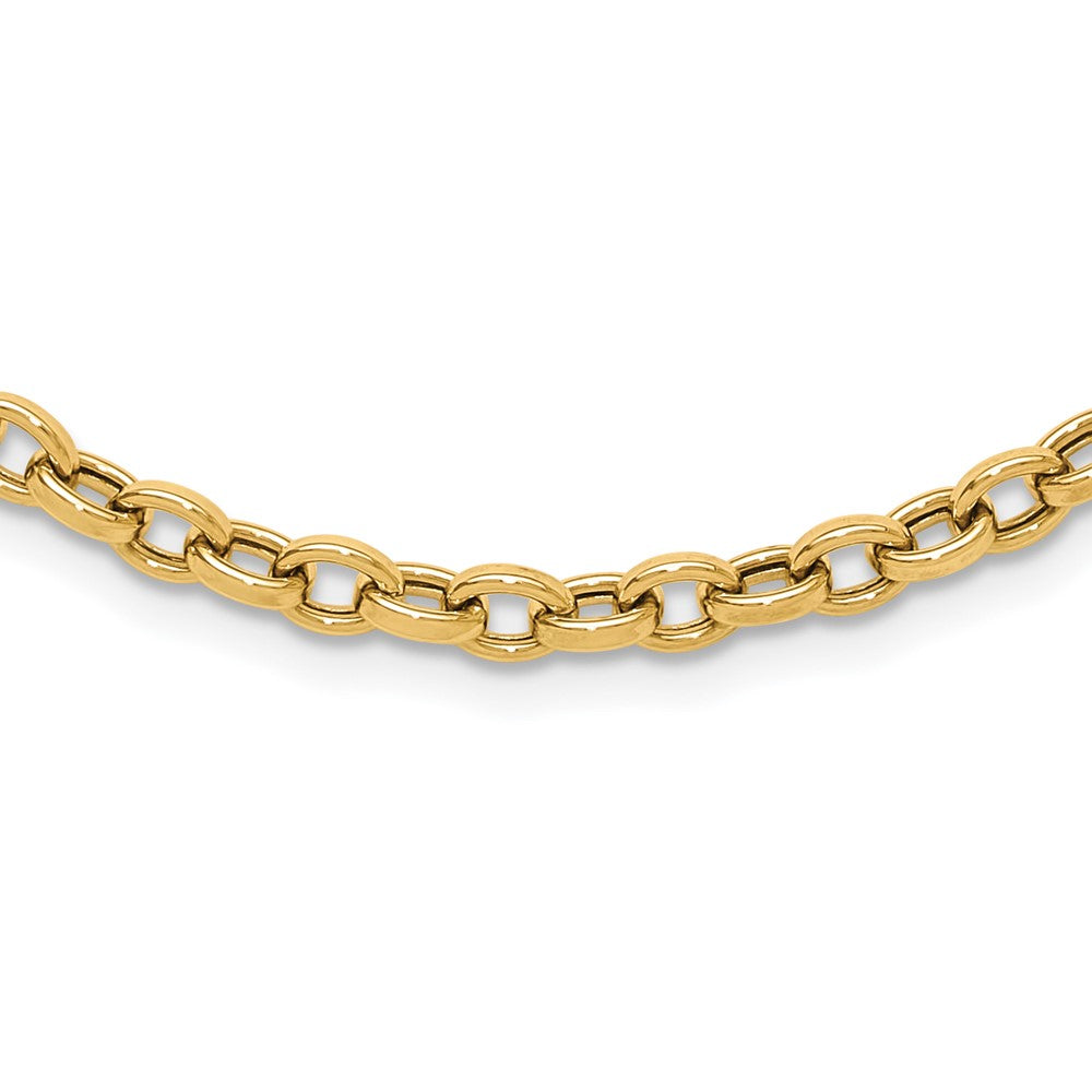 14K Yellow Gold Polished 4.25mm Fancy Oval Cable Link 17.5 Inch Necklace