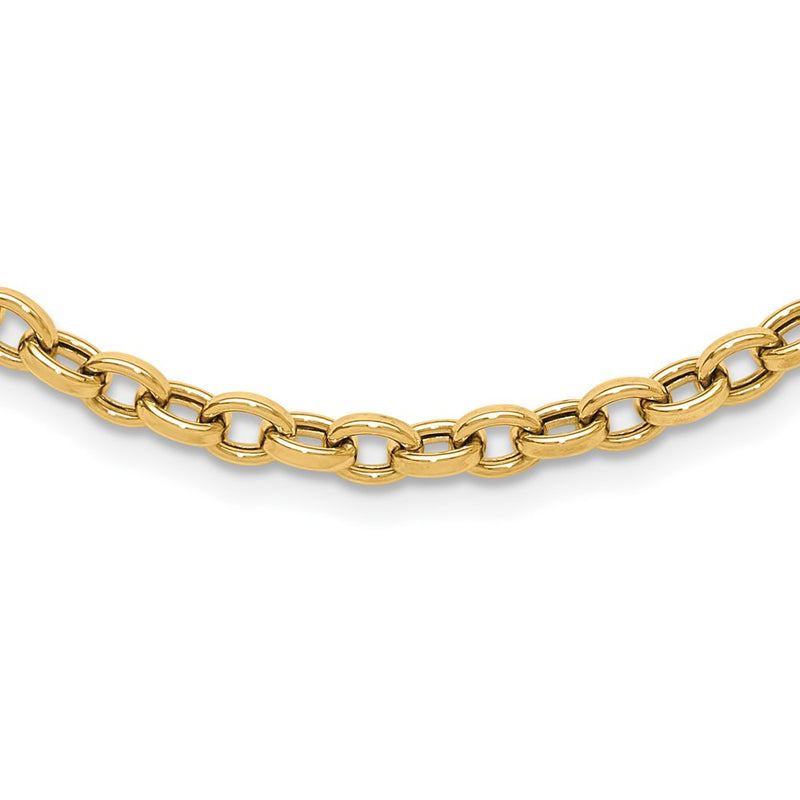 14K Yellow Gold Polished 4.25mm Fancy Oval Cable Link 17.5 Inch Necklace