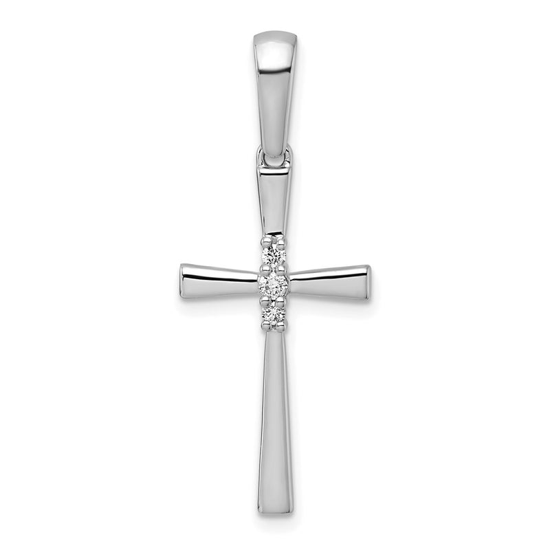 14K White Gold 1/15 carat Diamond Cross Pendant