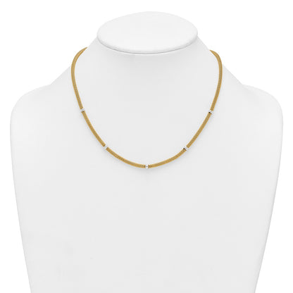 14K Two-Tone Gold Two-tone Polished 7.5mm Fancy Mesh With Bead 18 Inch Necklace