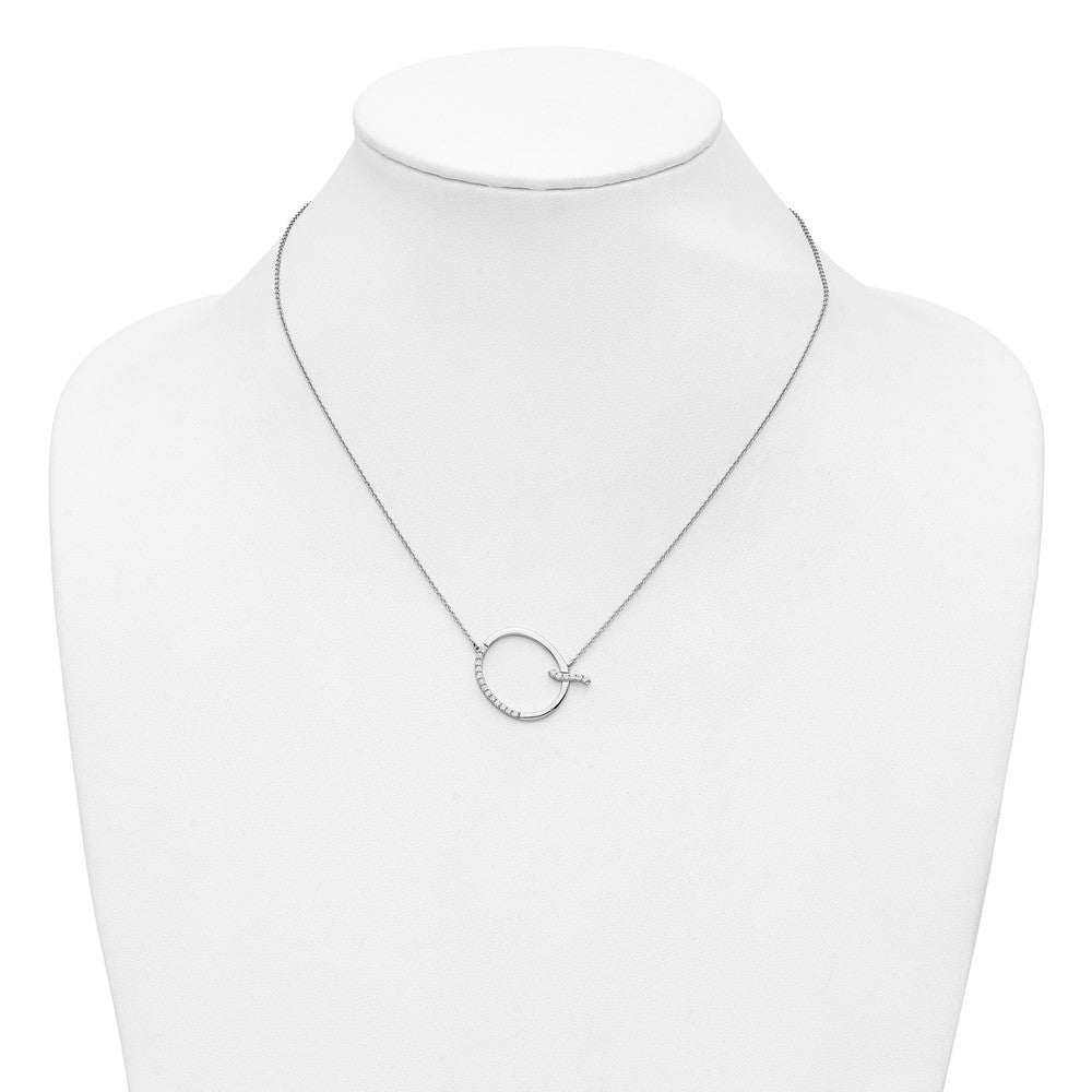 14K White Gold Sideways Diamond Initial Q 18 Inch Necklace