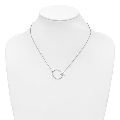 14K White Gold Sideways Diamond Initial Q 18 Inch Necklace