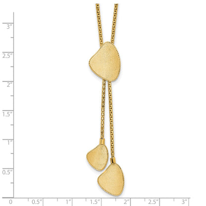 14K Yellow Gold Fancy Satin Drop Dangle 17 Inch Y-Necklace Plus 2 Inch Extender