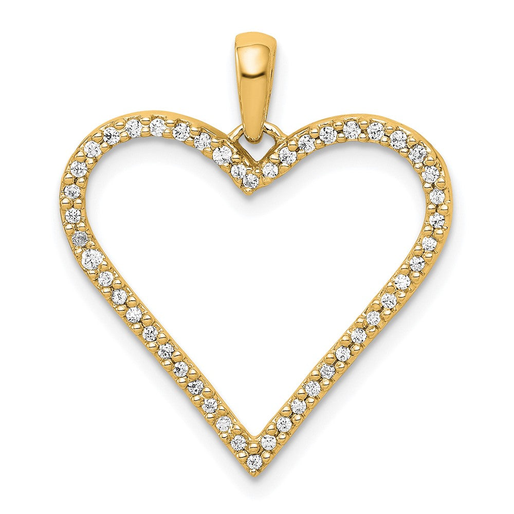 14K Yellow Gold 1/6 carat Diamond Heart Pendant