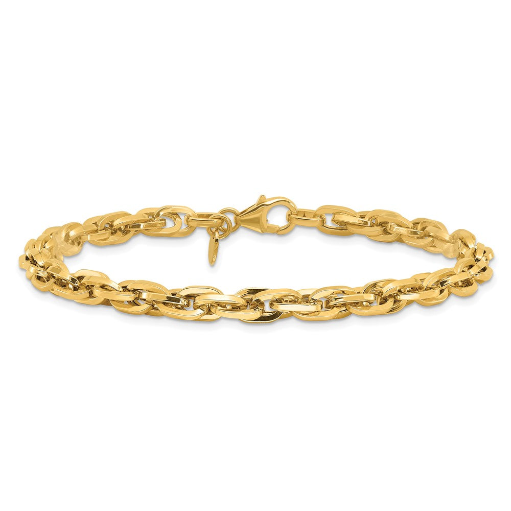 14K Yellow Gold Polished 5mm Fancy Rope Link 7.5 Inch Bracelet