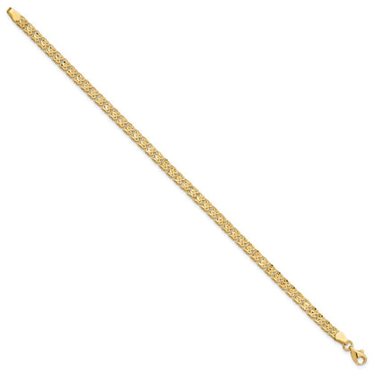 14K Yellow Gold Polished and Diamond-cut 3.9mm Fancy Link Chain Bracelet