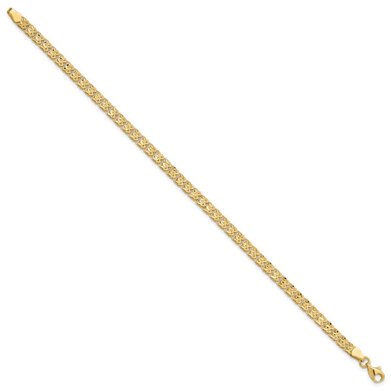 14K Yellow Gold Polished and Diamond-cut 3.9mm Fancy Link Chain Bracelet