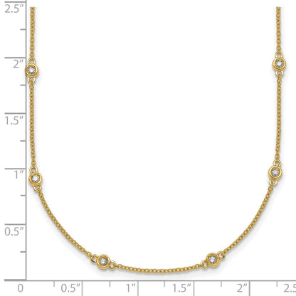 14K Yellow Gold Complete 1/3 carat Bezel-set Diamond and Cable Chain 20-Station 20 Inch Necklace