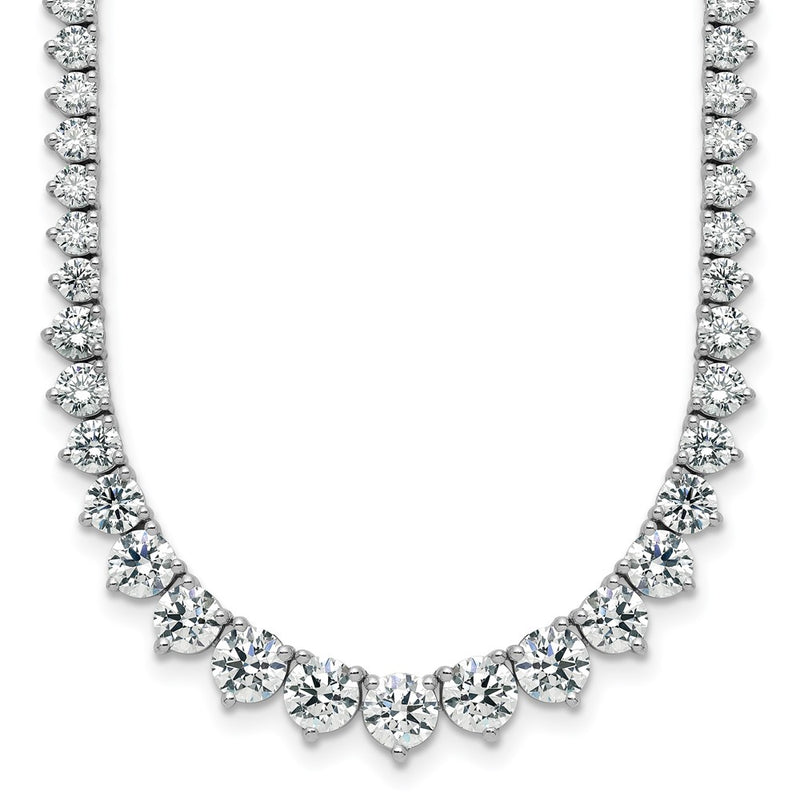 14K White Gold 11 5/8 carat Lab Grown Diamond VS+ F+ Complete Round 20 Inch Graduated Tennis Necklace