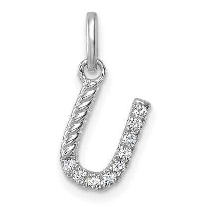 14K White Gold Twisted .10 ct. Diamond Initial U Charm
