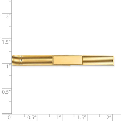 14K Yellow Gold Men's Grooved Engravable Tie Bar