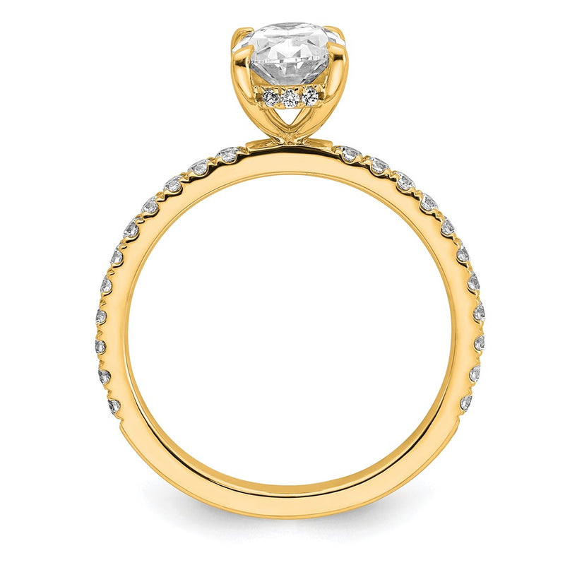 14K Yellow Gold 1 7/8 carat Certified Lab Grown Diamond VS/SI+ G+ Oval Complete Solitaire with Flair Engagement Ring