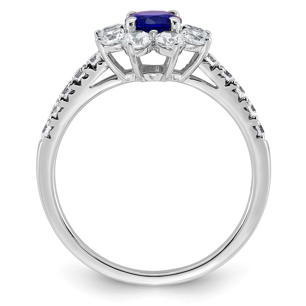 14K White gold VS/SI G+ Lab Grown Diamond and AAA quality Genuine Blue Sapp