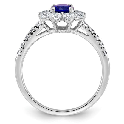 14K White gold VS/SI G+ Lab Grown Diamond and AAA quality Genuine Blue Sapp