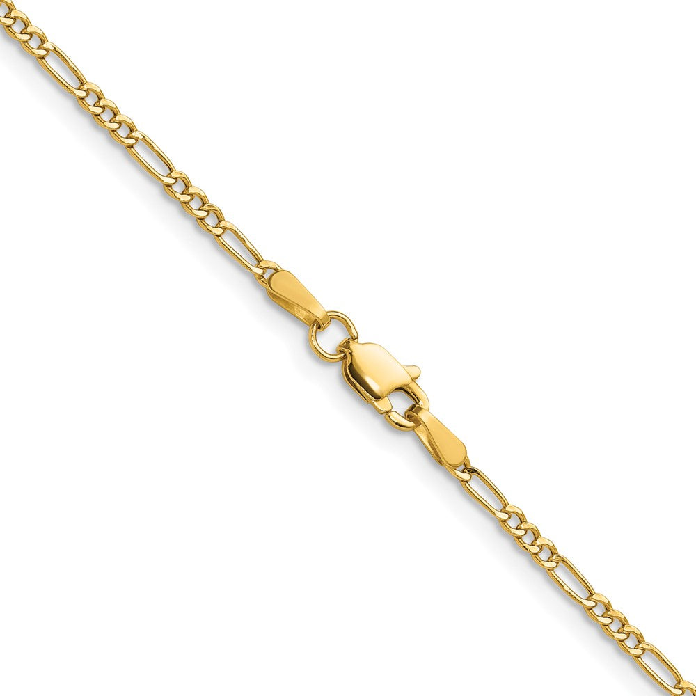 14K Yellow Gold 1.9mm Semi-Solid Figaro Chain Necklace