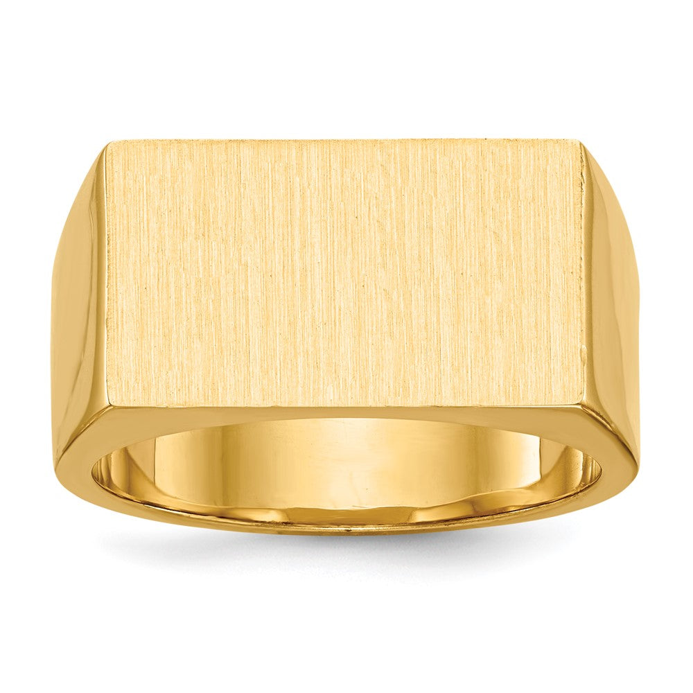 14K White 18.0x10.5mm Closed Back Mens Signet Ring