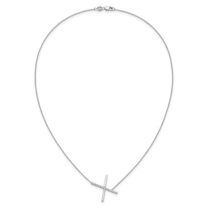 14K White Gold Sideways Diamond Initial X 18 Inch Necklace