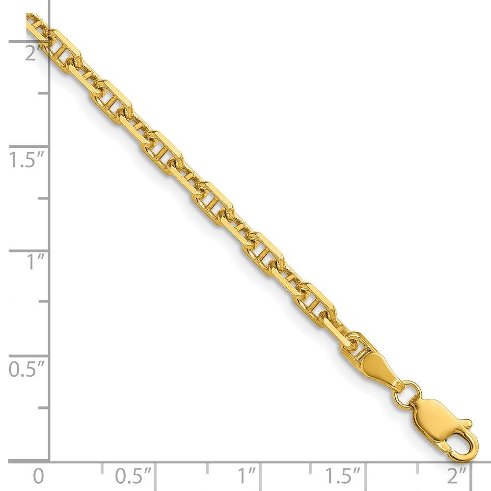14K Yellow Gold 3.5mm D/C Mariner Anchor 8 Inch Chain