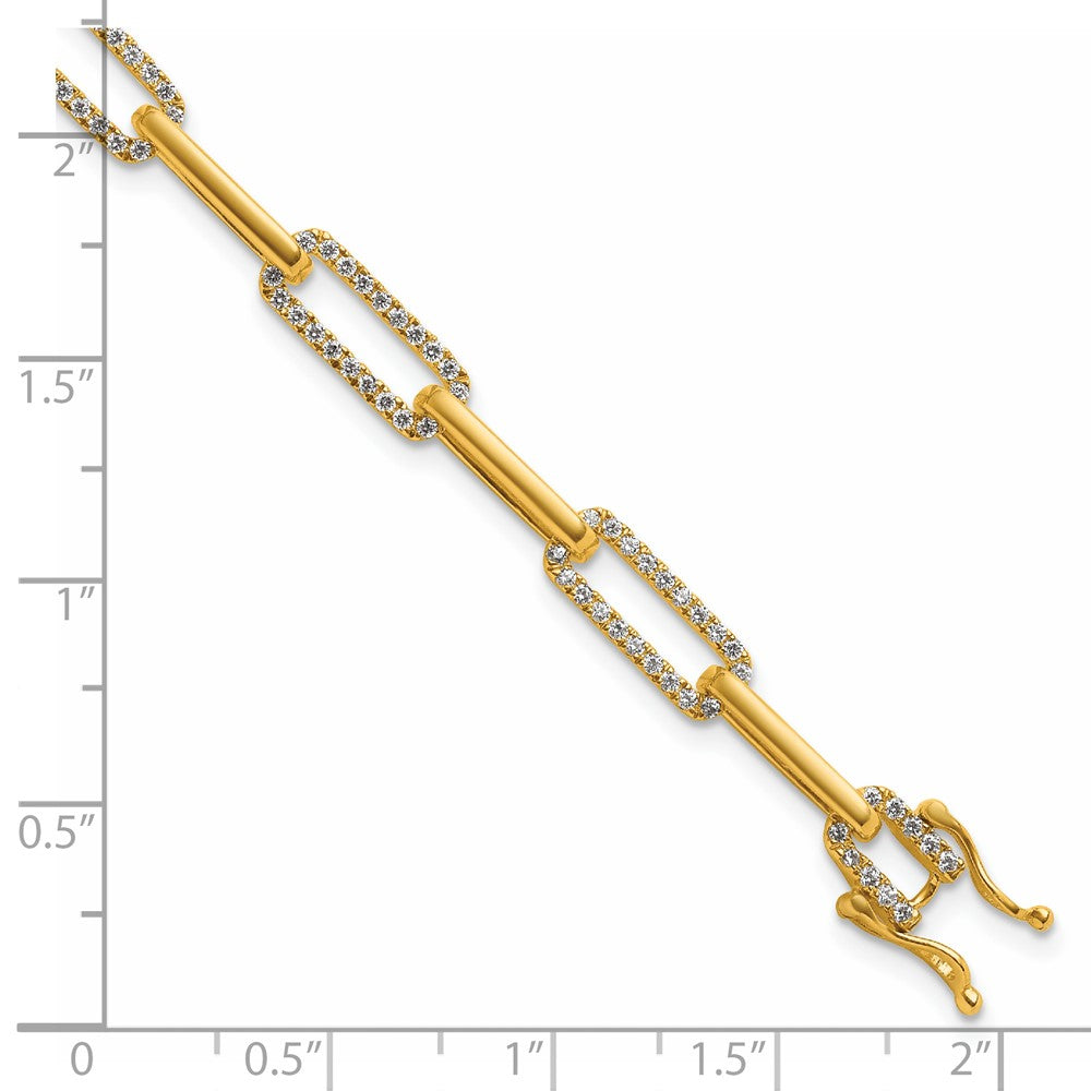 14K Yellow Gold Polished Complete 1.4 carat Diamond Paperclip Link 7 Inch Bracelet