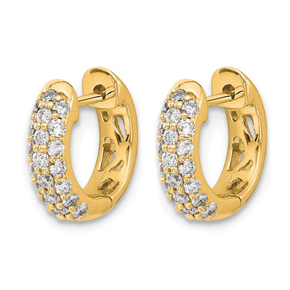 14K Yellow Gold 1/2 carat Diamond Pave Hinged Hoop Earrings