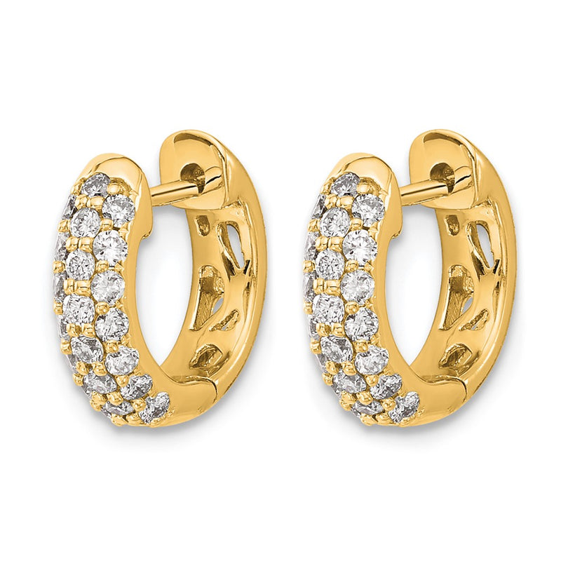 14K Yellow Gold 1/2 carat Diamond Pave Hinged Hoop Earrings