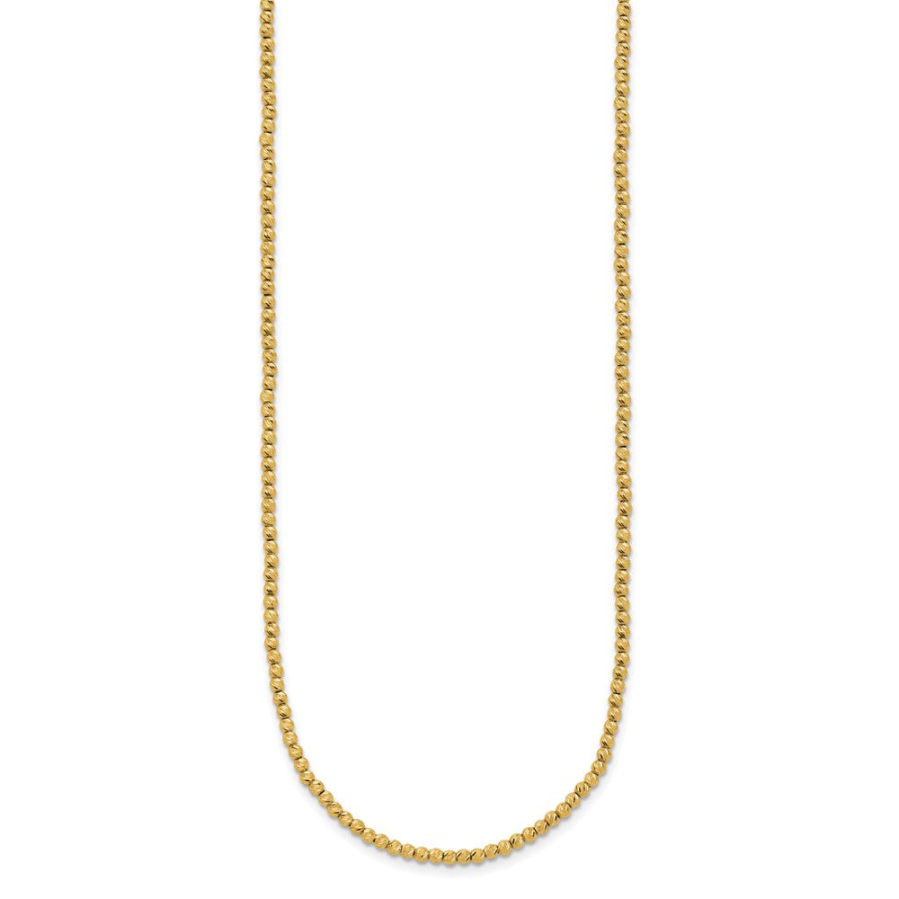 14K Yellow Gold Polished and Diamond-cut Round Beaded 18 Inch Necklace
