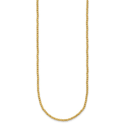 14K Yellow Gold Polished and Diamond-cut Round Beaded 18 Inch Necklace