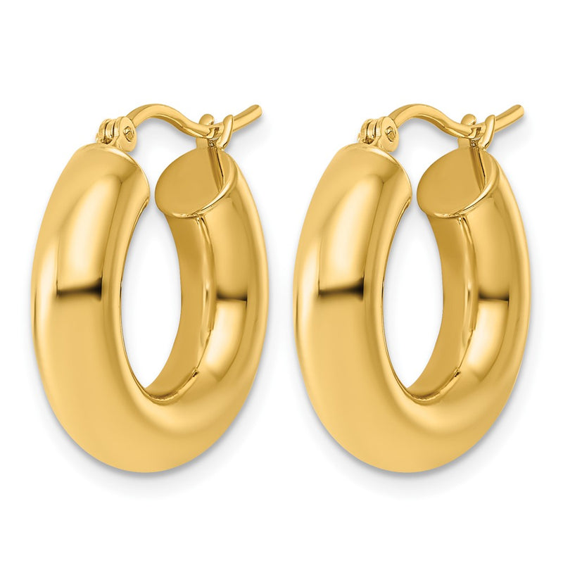 14K Yellow Gold 5x20mm Polished Tube Hoop Earrings
