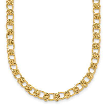 14K Yellow Gold Polished and Textured 5.0mm Fancy Knot Link 7.5 Inch Bracelet