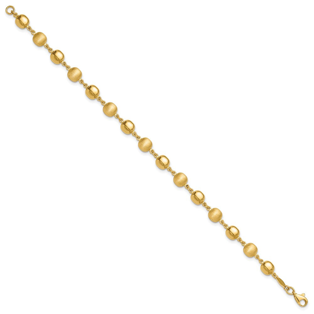 14K Yellow Gold Polished and Satin 5.5mm Puffed Circles 7.5 Inch Bracelet