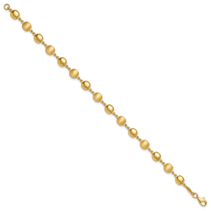 14K Yellow Gold Polished and Satin 5.5mm Puffed Circles 7.5 Inch Bracelet