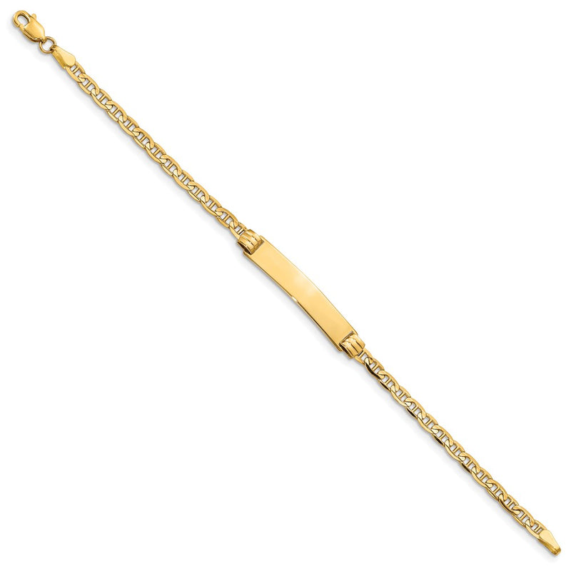 14K Yellow Gold Polished Solid Chain/Solid Plate Anchor Link 26x5mm Plate 5.5 Inch Baby/Child ID Bracelet