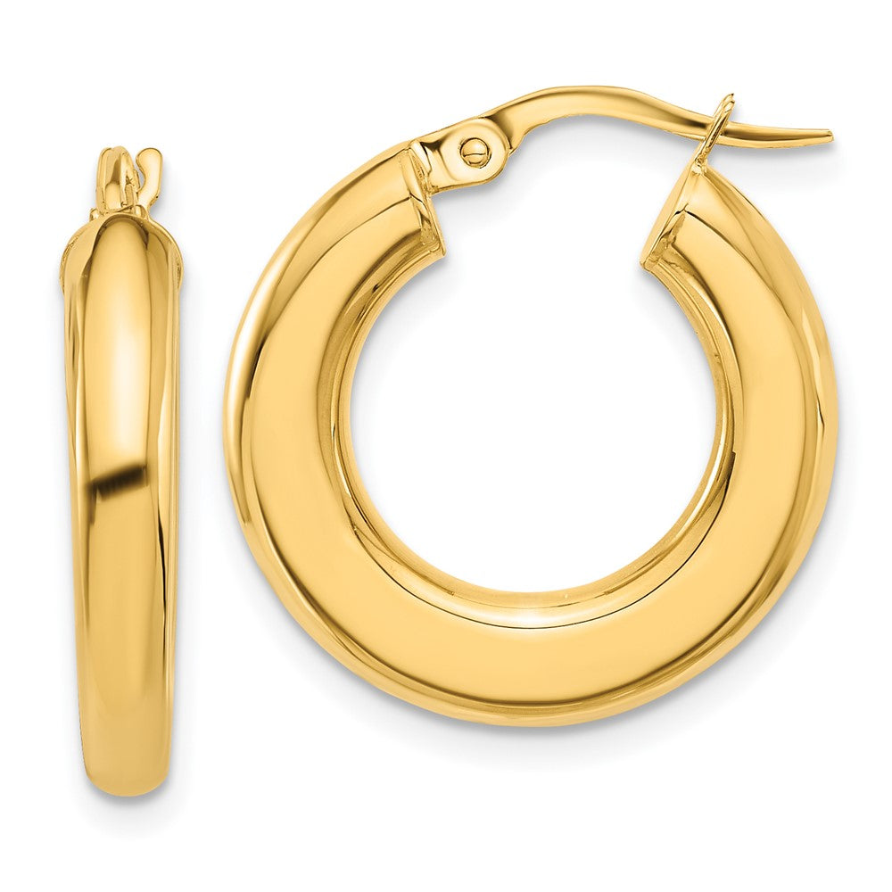 14K Yellow Gold 3x23mm Polished Tube Hoop Earrings