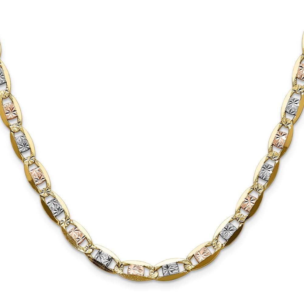 14K Tri-Color Gold 6.1mm Tri-color Gold Pav‚ Valentino Chain Necklace