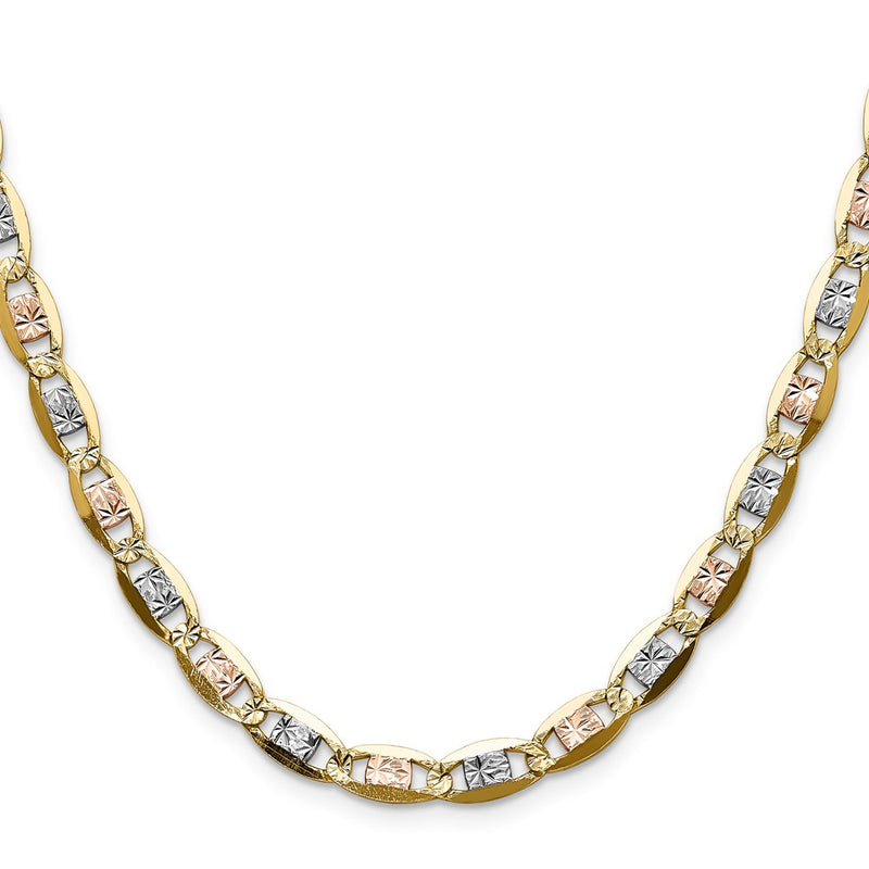 14K Tri-Color Gold 6.1mm Tri-color Gold Pav‚ Valentino Chain Necklace