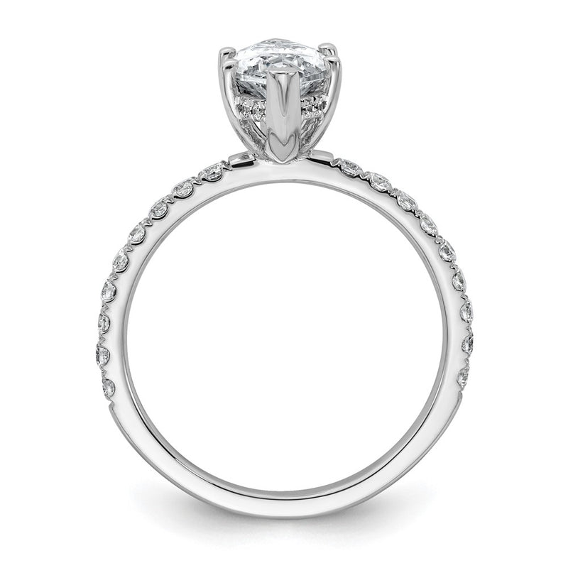 14K White Gold 2 5/8 carat Certified Lab Grown Diamond VS/SI+ G+ Marquise Complete Solitaire with Flair Engagement Ring