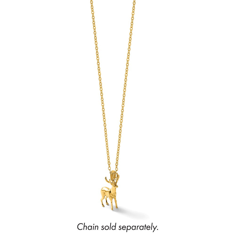 14K Yellow Gold Polished 3-D Reindeer Charm