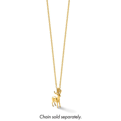 14K Yellow Gold Polished 3-D Reindeer Charm