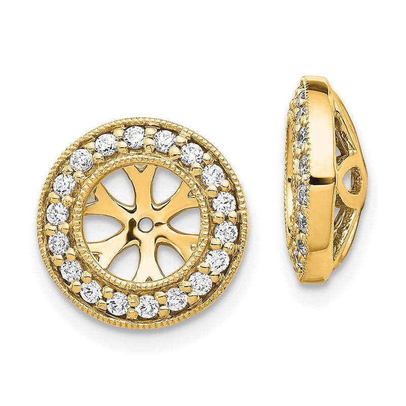 14K Yellow Gold 1/3 carat Diamond Circle Earring Jackets