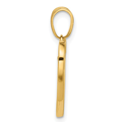 14K Yellow Gold -plated and Rhodium Diamond-cut Tree in Heart Pendant