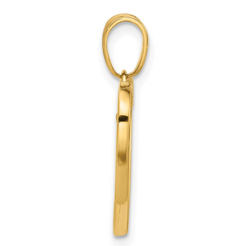 14K Yellow Gold -plated and Rhodium Diamond-cut Tree in Heart Pendant