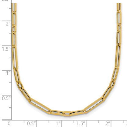14K Yellow Gold Polished 2.9mm Fancy Long and Short Paperclip Link 17 Inch Necklace