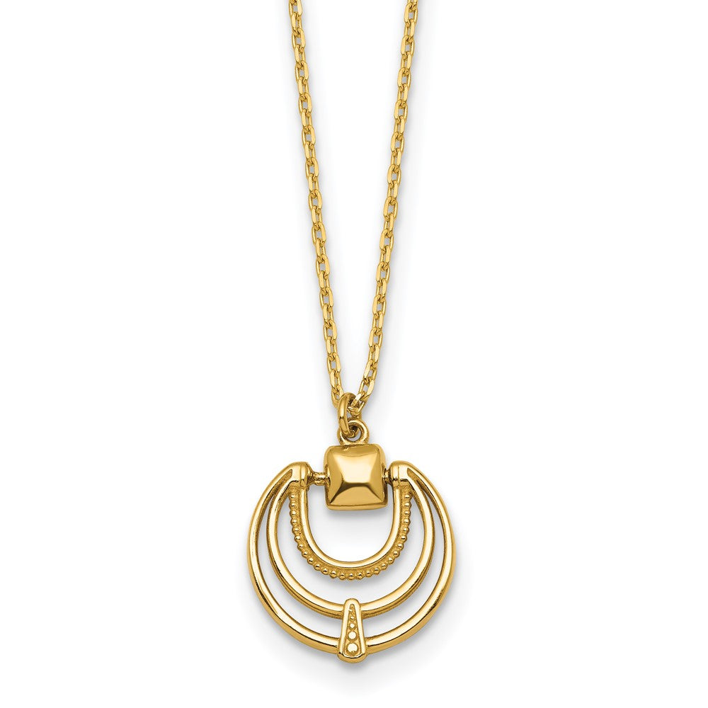 14K Yellow Gold Polished and Textured Fancy Circles 17 Inch Necklace
