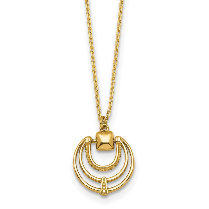 14K Yellow Gold Polished and Textured Fancy Circles 17 Inch Necklace