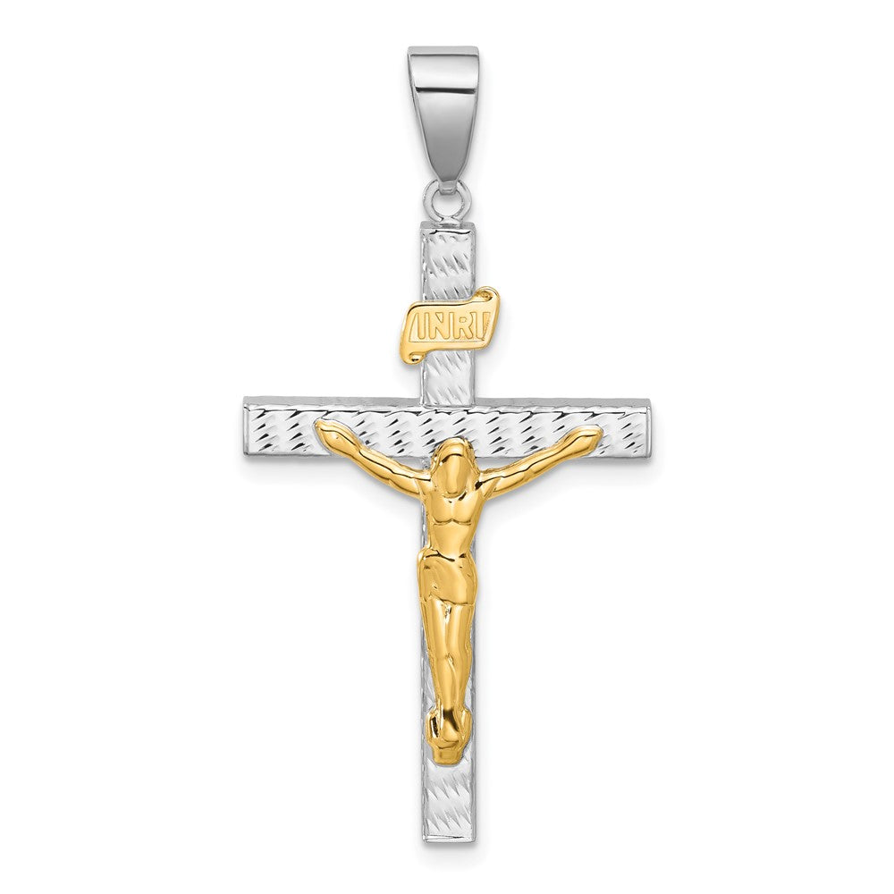 14K Two-Tone Gold Two-tone Polished and Diamond-cut Crucifix Pendant